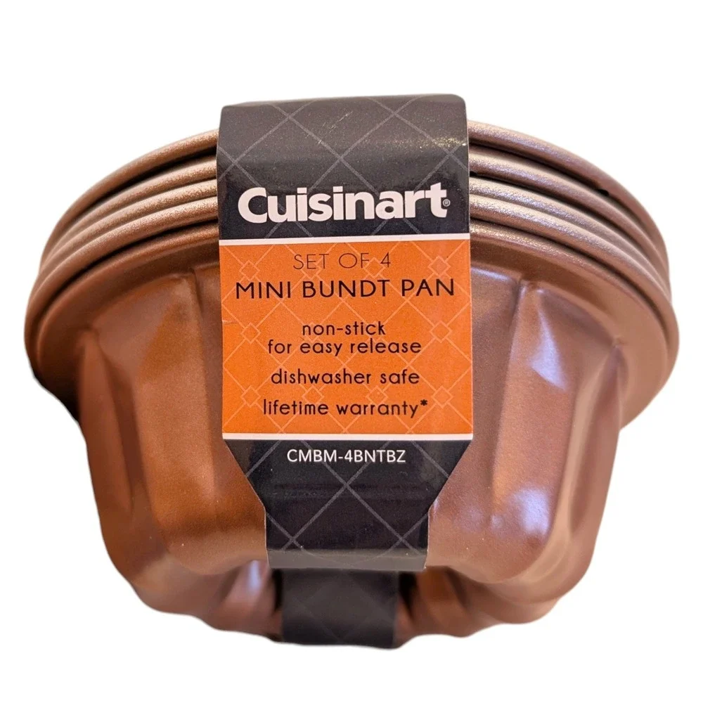Cuisinart Mini Bundt Pan Set of 4 Non-Stick Bronze Bakeware CMBM-4BNTBZ‎